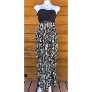 Roxy Black & White Strapless Maxi Dress Size M